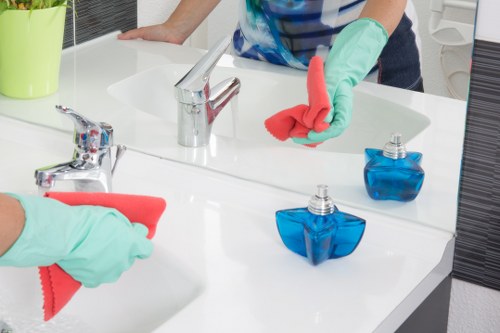 Deep cleaning kitchen surfaces during tenancy end cleanup