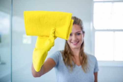 Cleaner working carefully with insured domestic cleaning service