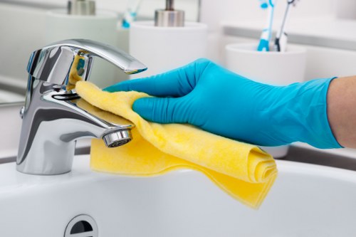 Commercial cleaners maintaining a tidy London office environment