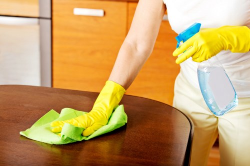 Builders cleaning service removing dust from renovated surfaces